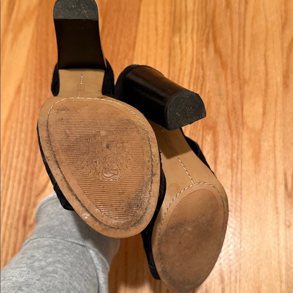 Vince Camuto Black Suede Open Toe Booties - Picture 6 of 7